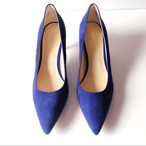 NINE WEST MARGOT BLUE SUEDE POINTED TOE PUMP SIZE8